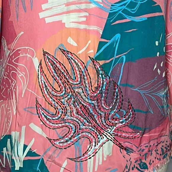 Taj by Sabrina Crippa Anastasia Top in Pink Abstract Jungle - NEW - Size Small - Picture 3 of 9